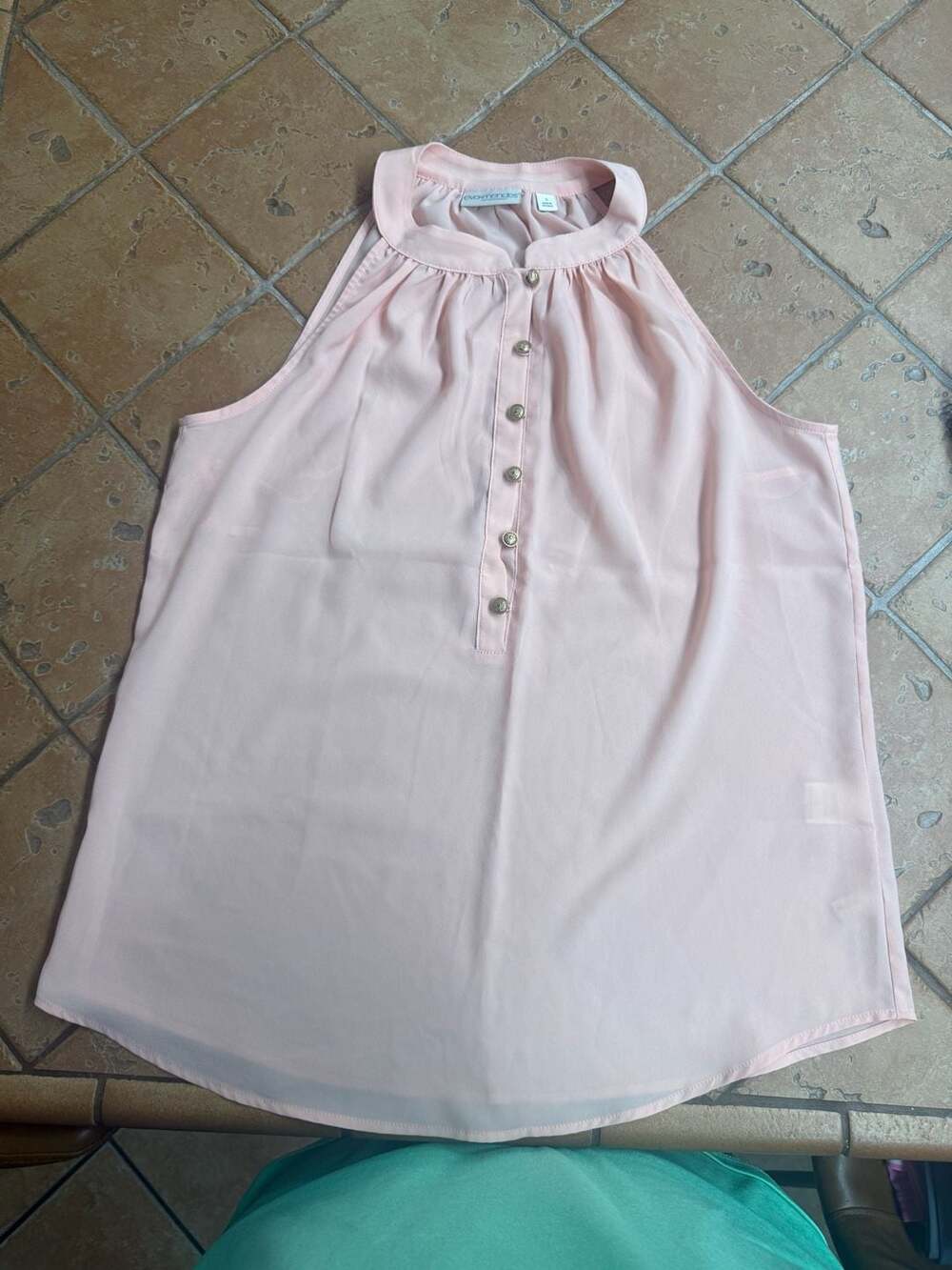 Eva Mendes New York & Company Pink Halter Neck Button Front